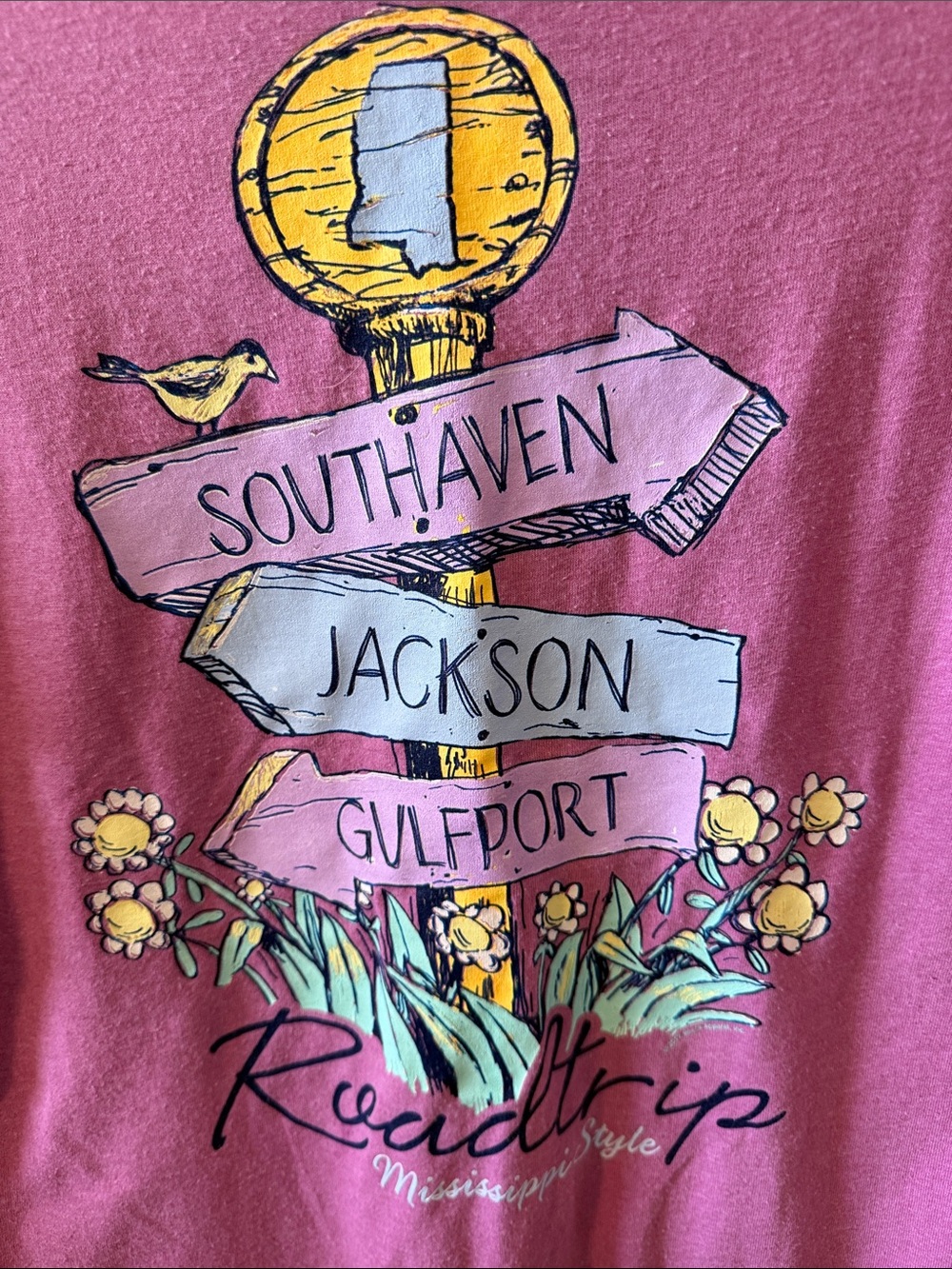 Pink 'Roadtrip Mississippi' Wonmen’s Graphic Tee
